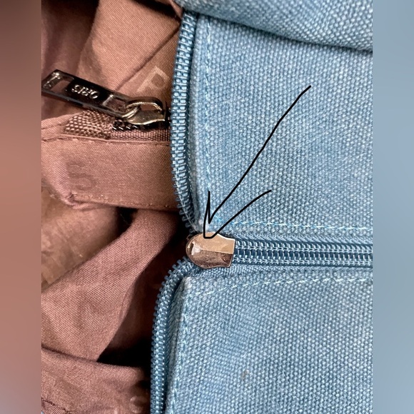 Oris Blue Canvas Hobo Style Bag Tote EUC - Picture 9 of 10